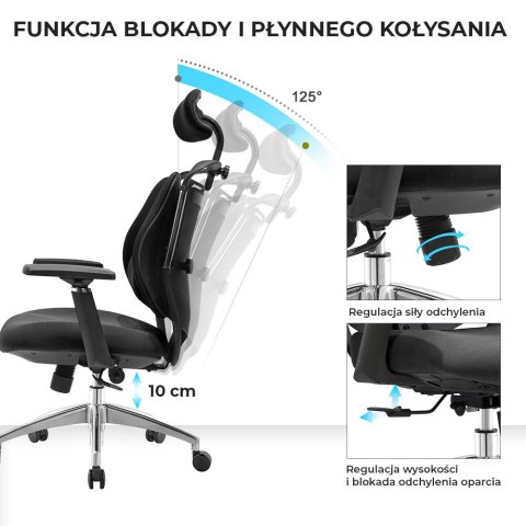 Fotel biurowy ergonomiczny ANGEL Stelio Czarny ANGEL