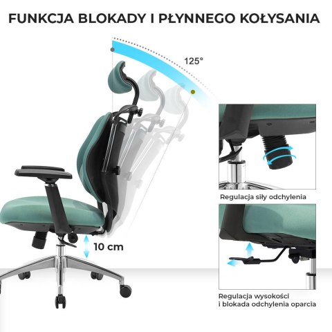 Fotel biurowy ergonomiczny ANGEL Stelio Zielony ANGEL