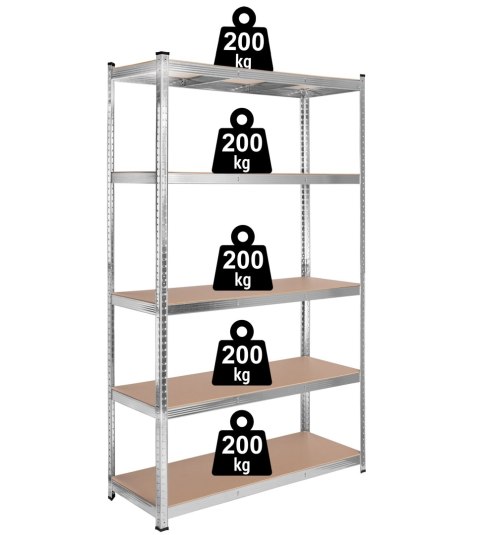 Regał magazynowy 200kg 5 poziomów 205x120x45 cm nośność 1000 kg Regał magazynowy 200kg 5 poziomów 205x120x45 cm nośność 1000 kg