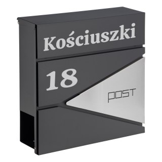 Skrzynka na listy BORIS antracyt z napisem