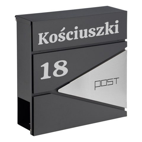 Skrzynka na listy BORIS antracyt z napisem Skrzynka na listy BORIS antracyt z napisem