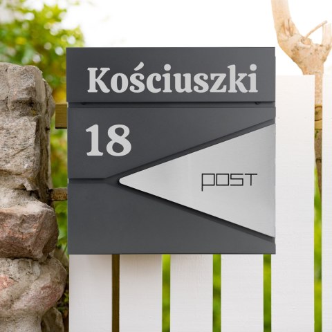 Skrzynka na listy BORIS antracyt z napisem Skrzynka na listy BORIS antracyt z napisem