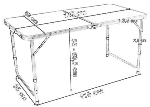 Zestaw turystyczny TRAMP BLACK WOOD czarny 120x60 cm Zestaw turystyczny TRAMP BLACK WOOD czarny 120x60 cm