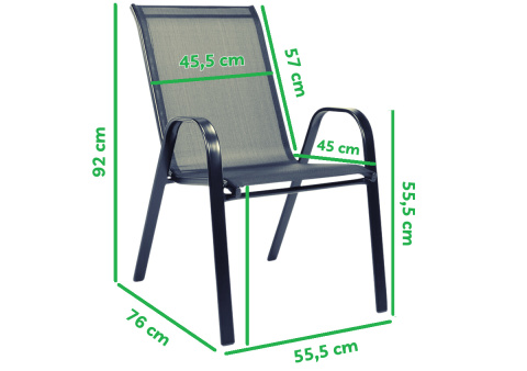 Zestaw mebli ogrodowych PORO - stół 140cm i 4 krzesła - szary