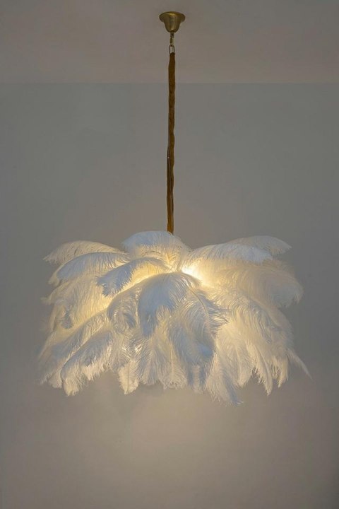 MOOSEE lampa wisząca TIFFANY 135 biała mosiądz / naturalne pióra MOOSEE lampa wisząca TIFFANY 135 biała mosiądz / naturalne pióra
