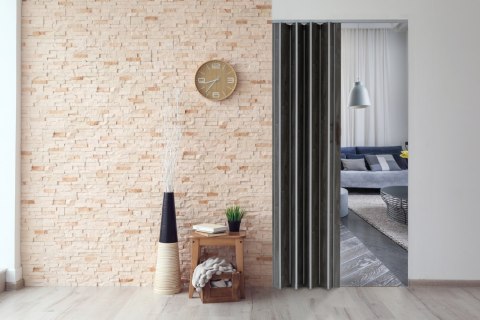 Drzwi harmonijkowe 001P-64-90 dąb grafit mat 90 cm Drzwi harmonijkowe 001P-64-90 dąb grafit mat 90 cm