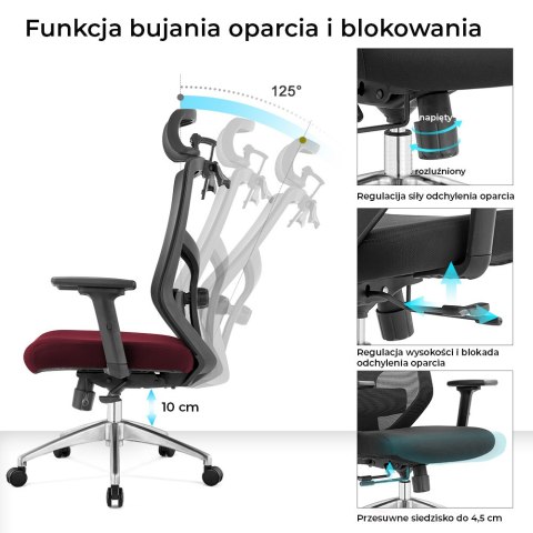 Fotel biurowy ergonomiczny Rosa bordowy ANGEL ANGEL Fotel biurowy ergonomiczny Rosa bordowy ANGEL ANGEL