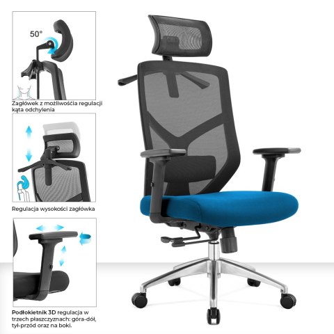 Fotel biurowy ergonomiczny Rosa niebieski ANGEL ANGEL Fotel biurowy ergonomiczny Rosa niebieski ANGEL ANGEL