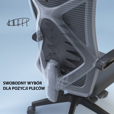 Fotel ergonomiczny ANGEL biurowy obrotowy Spino czarny ANGEL Fotel ergonomiczny ANGEL biurowy obrotowy Spino czarny ANGEL