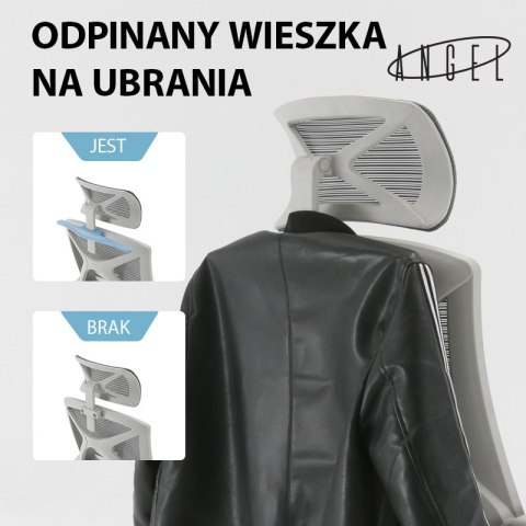 Fotel ergonomiczny ANGEL biurowy obrotowy Spino szary ANGEL