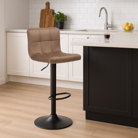 Krzesło barowe ARAKO BLACK aksamitne mokka VELVET