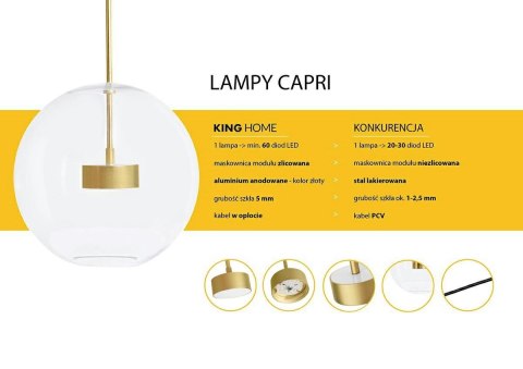 MOOSEE lampa wisząca CAPRI 4 złota - 60 LED, aluminium, szkło MOOSEE lampa wisząca CAPRI 4 złota - 60 LED, aluminium, szkło