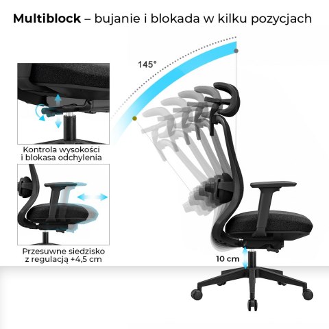 Fotel biurowy ergonomiczny ANGEL fizjO z funkcją masażu ANGEL