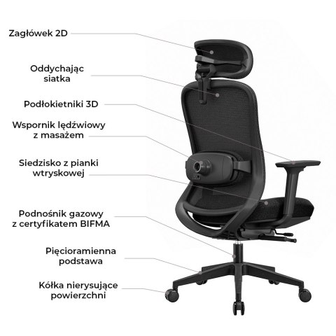 Fotel biurowy ergonomiczny ANGEL fizjO z funkcją masażu ANGEL