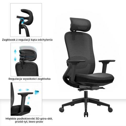 Fotel biurowy ergonomiczny ANGEL fizjO z funkcją masażu ANGEL