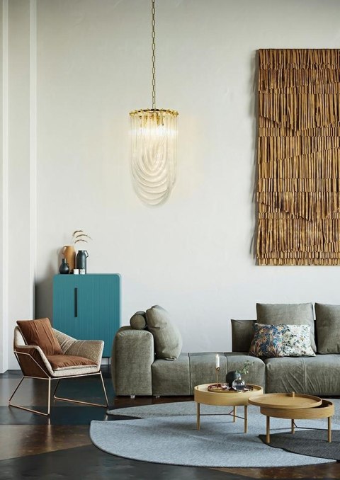 Lampa wisząca MURANO S złota - szkło, metal Lampa wisząca MURANO S złota - szkło, metal