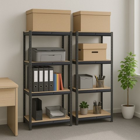 Regał magazynowy 4 poziomy 174x80x40 150 kg czarny