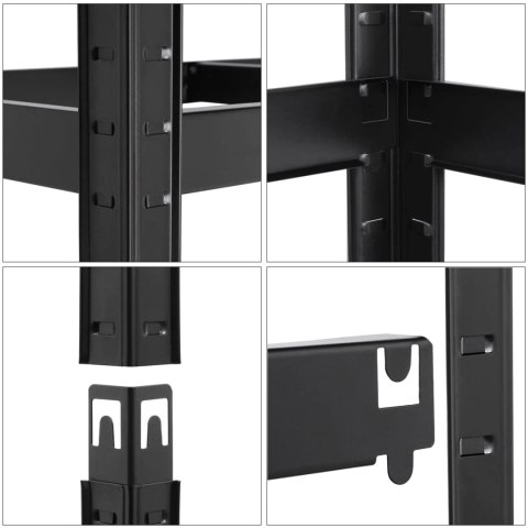 Regał magazynowy 4 poziomy 174x80x40 150 kg czarny