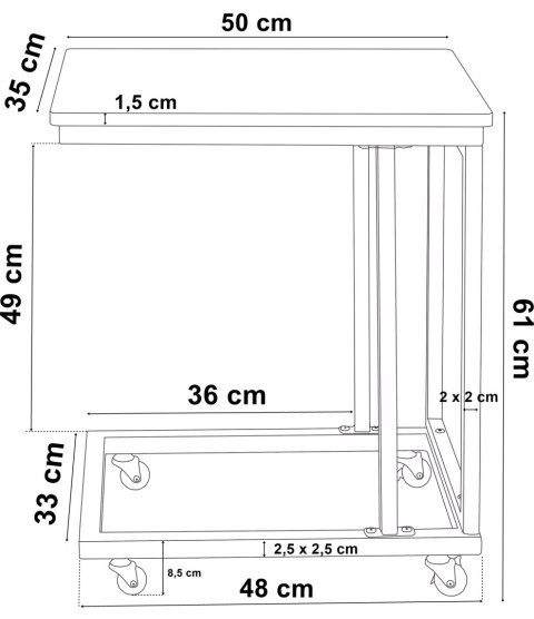 Stolik loftowy na kółkach MEREN craft Stolik loftowy na kółkach MEREN craft