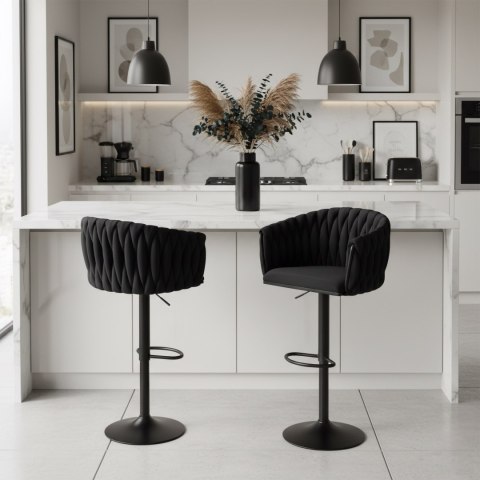 Krzesło barowe COFTON BLACK welurowe czarne VELVET