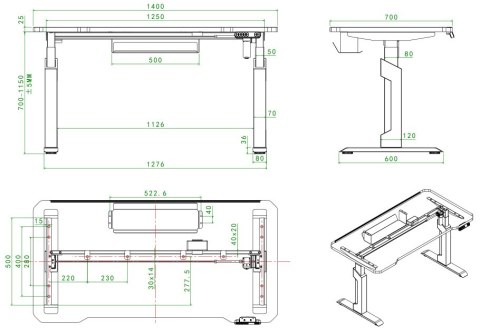 Biurko Gamingowe Angel Nemezis White 1,4m ANGEL