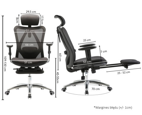 Fotel ergonomiczny ANGEL biurowy obrotowy eurOpa plus z podnóżkiem ANGEL