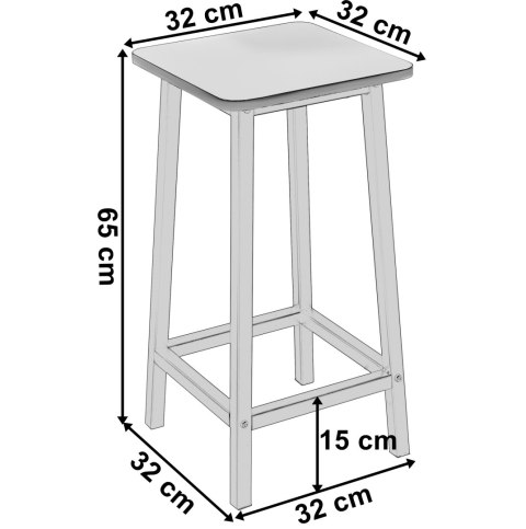 Krzesło barowe metalowe KENT BIAŁY MODERN OAK
