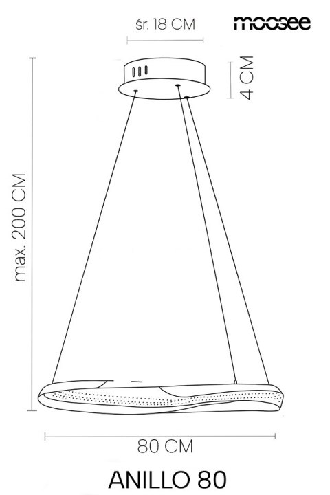 MOOSEE lampa wisząca ANILLO 80 czarna