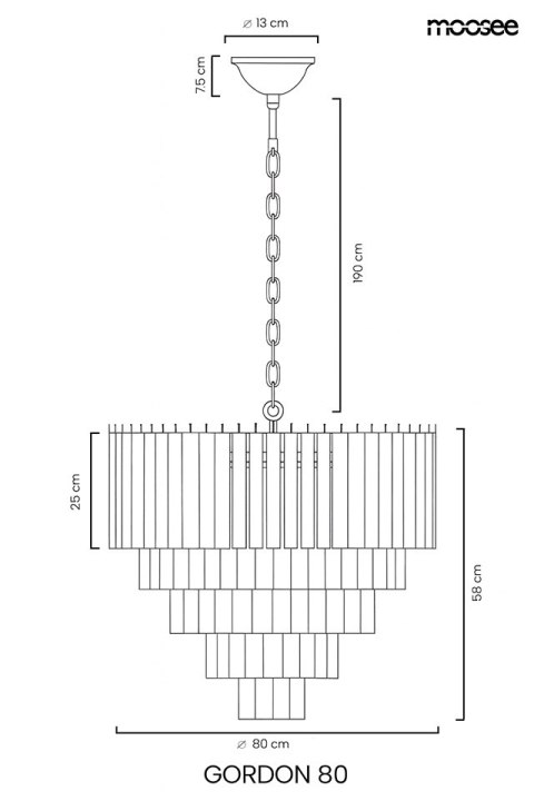 MOOSEE lampa wisząca GORDON 80 złota