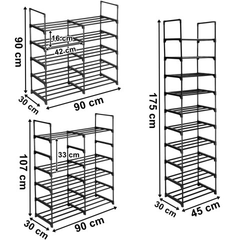 Szafka na buty regał ARON stojak półka wysoka wąska duża modułowa 10 poziomów