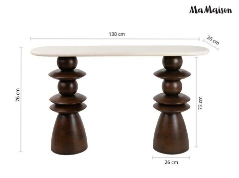 MaMaison konsola RONDA 130 drewno mango / marmur