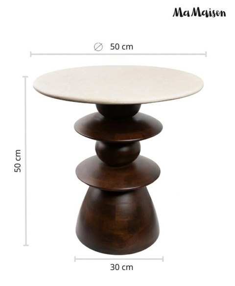MaMaison stolik RONDA 50 drewno mango / marmur