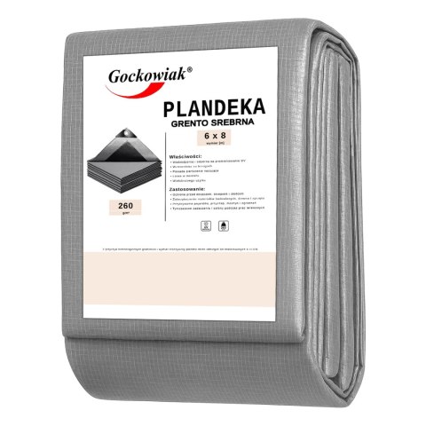 Plandeka 6x8m GRENTO srebrna 260GSM