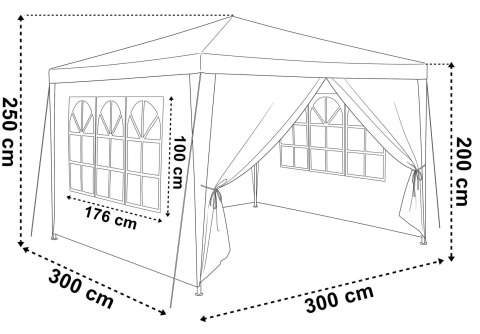 Pawilon ogrodowy z oknami TENO 3x3 m biały
