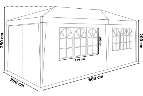 Pawilon ogrodowy z oknami TENO 3x6 m biały