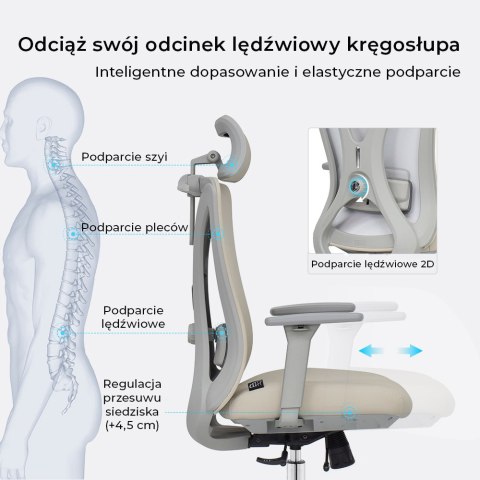 Fotel biurowy ergonomiczny ANGEL GelatO Szary ANGEL