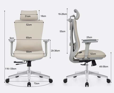 Fotel biurowy ergonomiczny ANGEL GelatO Szary ANGEL