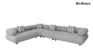 MaMaison sofa narożna ogrodowa ALEXANDER 4 szara (poduszki i pokrowiec w zestawie)