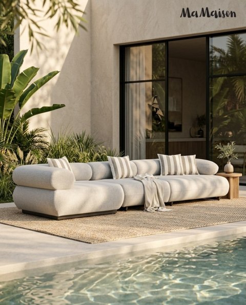 MaMaison sofa ogrodowa ALEXANDER szara (poduszki i pokrowiec w zestawie)