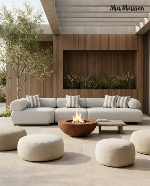 MaMaison sofa ogrodowa ALEXANDER szara (poduszki i pokrowiec w zestawie)