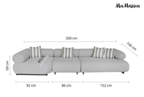 MaMaison sofa ogrodowa ALEXANDER szara (poduszki i pokrowiec w zestawie)