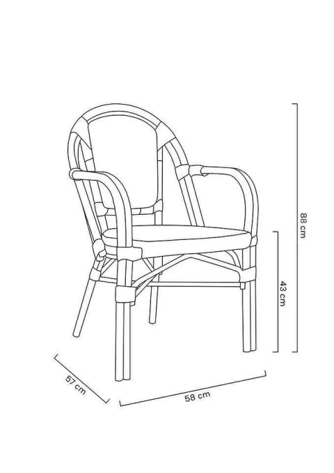 Zestaw 2 krzeseł ogrodowych CAFE PARIS ARM brązowy rattan