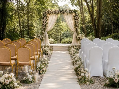 Zestaw 6 krzeseł bankietowych HERA + 6 pokrowców WEDING