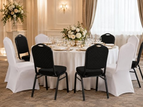 Zestaw 6 krzeseł bankietowych HERON + 6 pokrowców WEDING