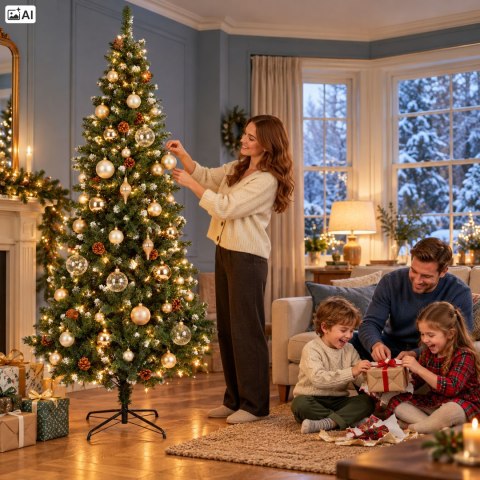 Choinka bożonarodzeniowa sztuczna z szyszkami Merry - 220 cm