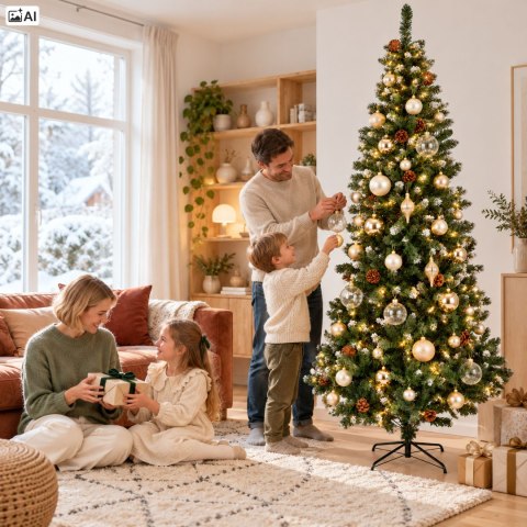 Choinka bożonarodzeniowa sztuczna z szyszkami Merry - 220 cm