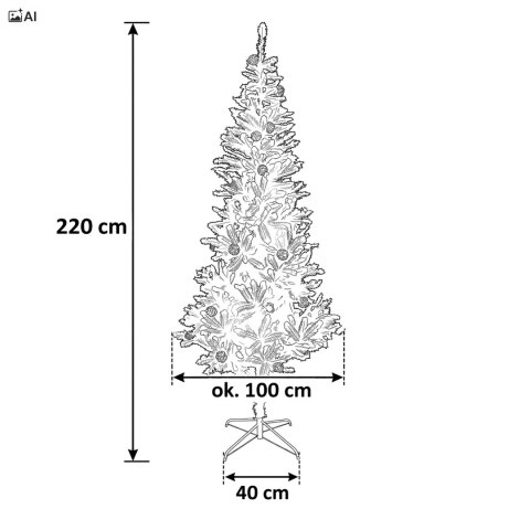 Choinka bożonarodzeniowa sztuczna z szyszkami Merry - 220 cm
