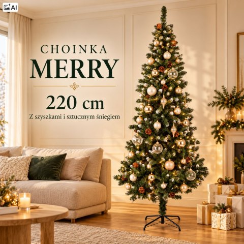 Choinka bożonarodzeniowa sztuczna z szyszkami Merry - 220 cm