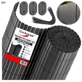 Osłona balkonowa mata PCV 100x300 cm BARU antracyt