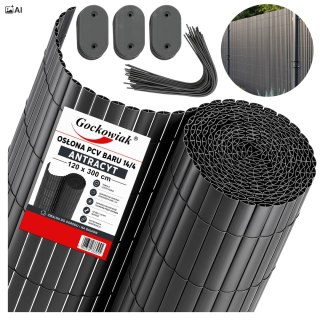 Osłona balkonowa mata PCV 120x300 cm BARU antracyt